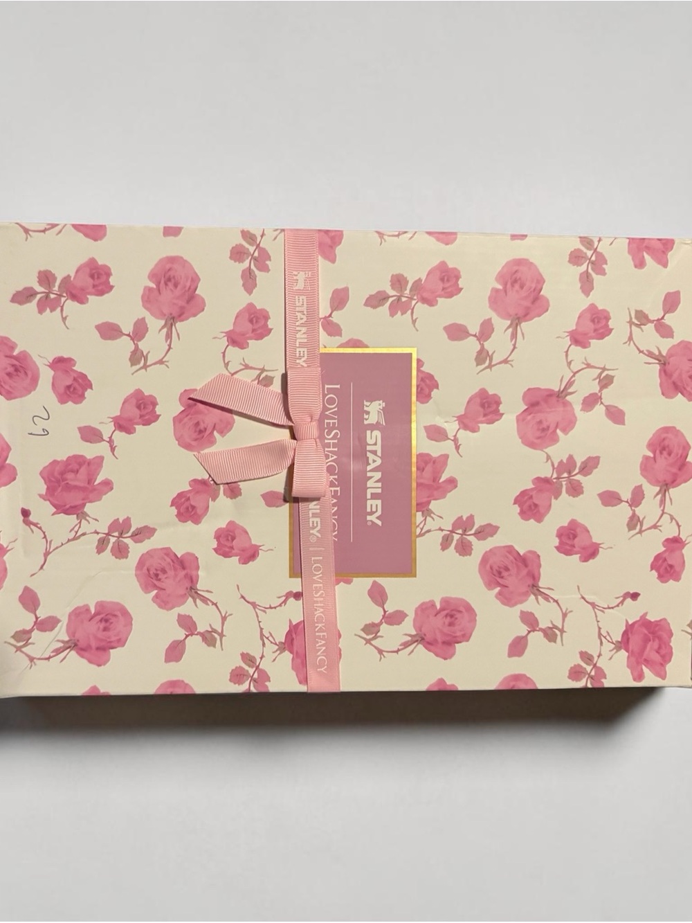 Stanley Pink Rose Pattern Gift Box with Gold Accent